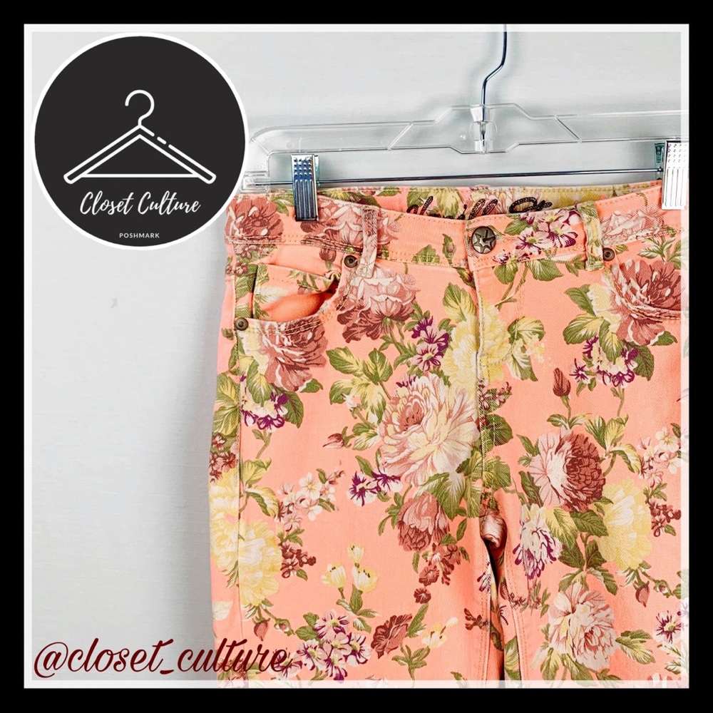 Vanilla Star | Straight Leg Peach Floral Jean